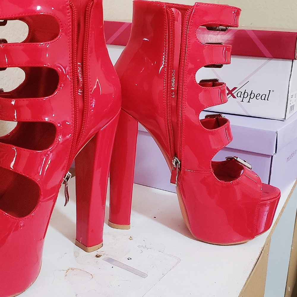 Open toed red heels